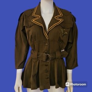 VTG J. HARRIS 1980s Military Cinch Belt Waist Shacket